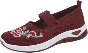 Slip On Shoes for Women Fashion Printed Labor Work Shoes Hook and Loop Strap Walking Shoes Arch Support Shoes