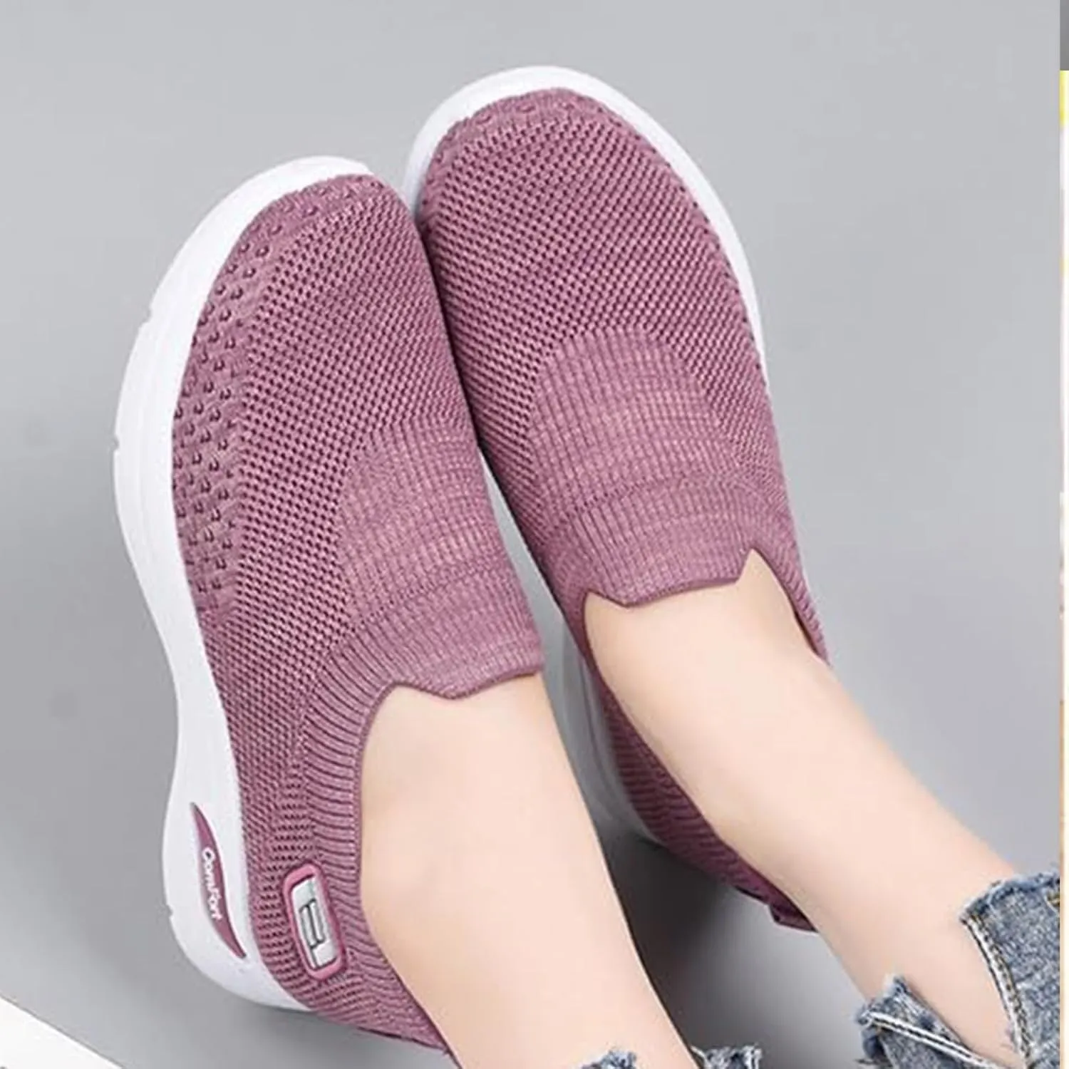 Slip On Walking Shoes for Women Orthopedic Nurse Shoes Hands Free Slip-Ins Go Walk Sneakers Tennis Comfort Wear Orthowear Shoe for Diabetic Neuropathy Plantar Fasciitis Breathable & Comfortable