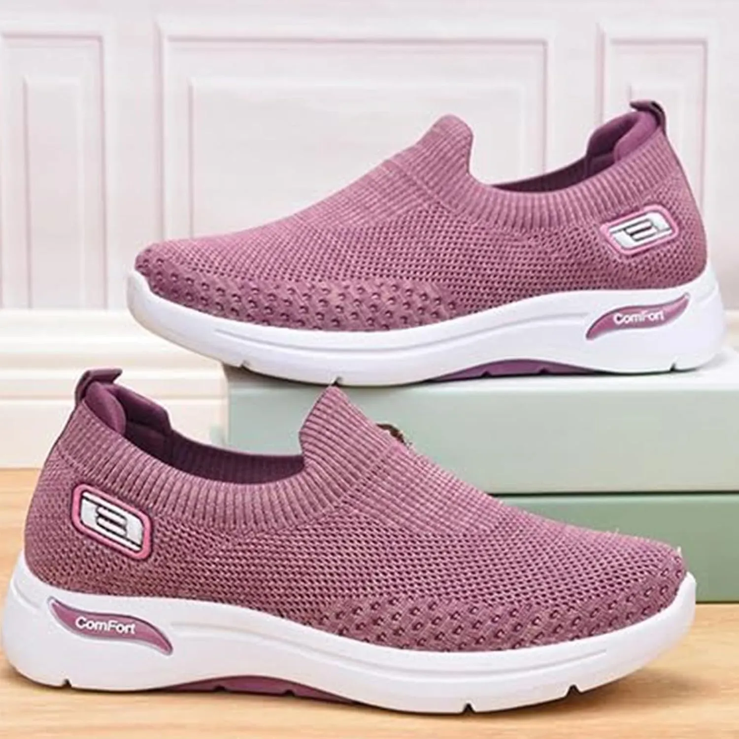 Slip On Walking Shoes for Women Orthopedic Nurse Shoes Hands Free Slip-Ins Go Walk Sneakers Tennis Comfort Wear Orthowear Shoe for Diabetic Neuropathy Plantar Fasciitis Breathable & Comfortable