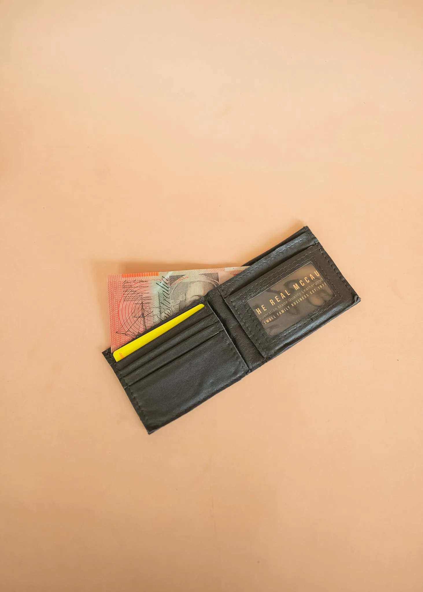 Small Bifold Wallet with Window - Cowhide