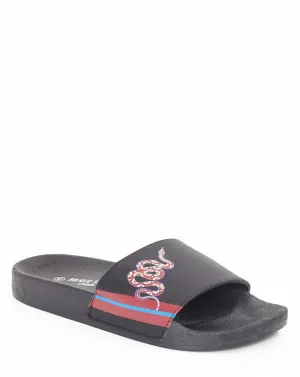 SNAKE PRINT STRAP SLIP ON POOL SLIDERS