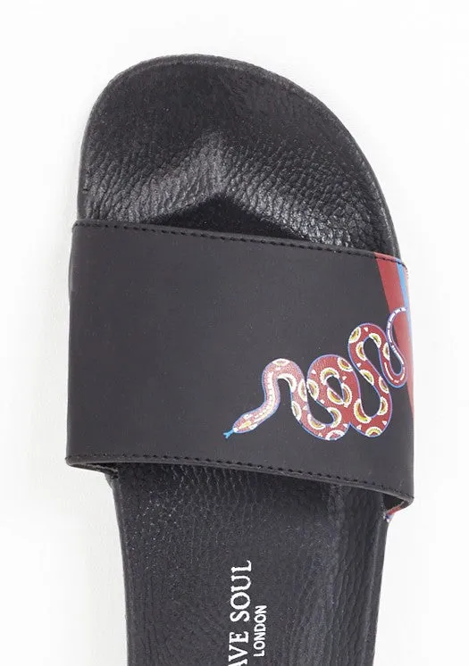 SNAKE PRINT STRAP SLIP ON POOL SLIDERS