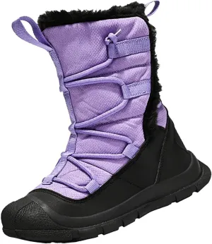 Snow Boots Kids Cozy Faux Fu Anti-Slip Snow Boots Lac Up Booties For Cold Weather Black Lac Up Boots For Girls