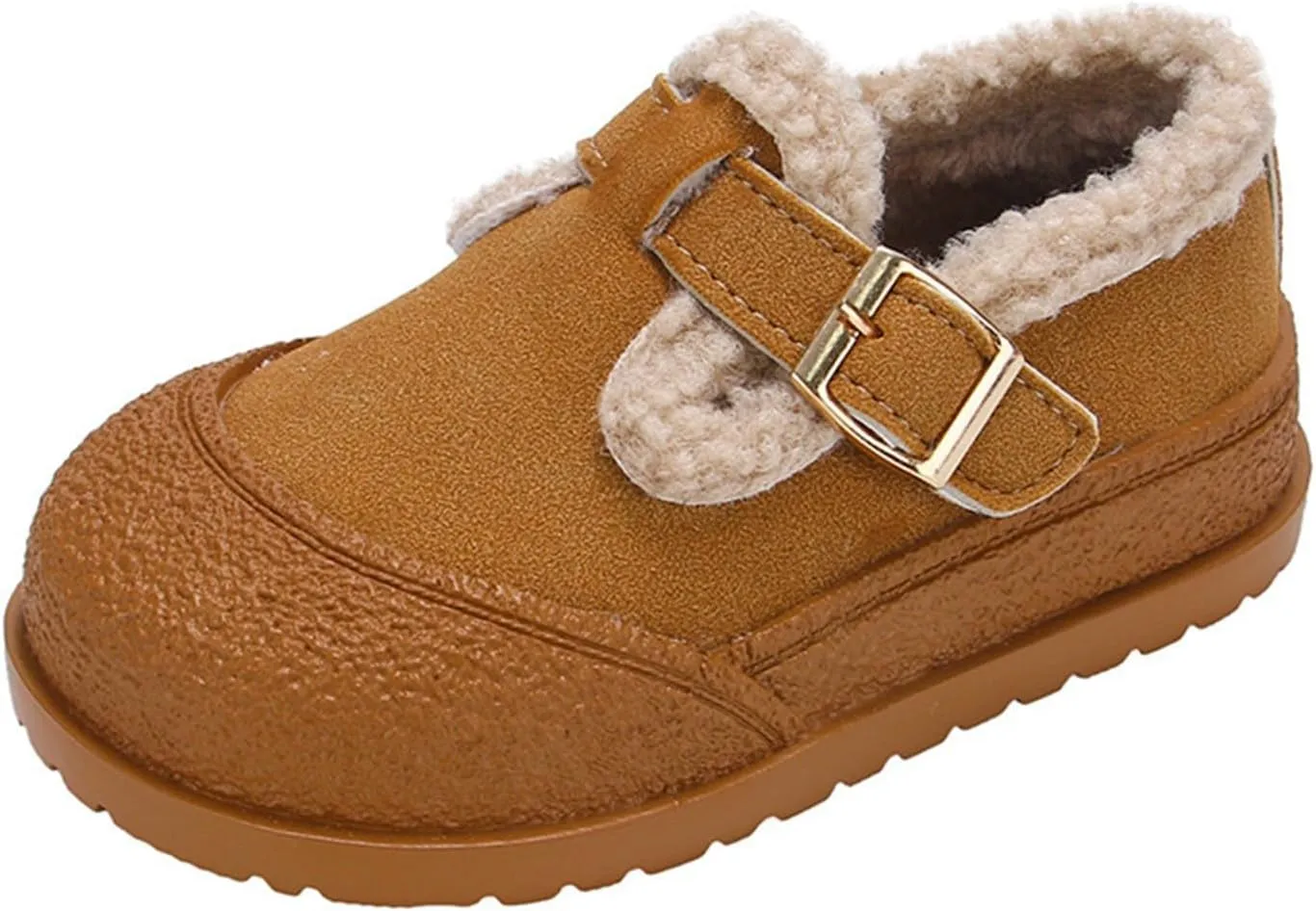 Snow Sneakers for Boys Girls, Suede Platform Warm Fr Lined Fashion Slip-on Comfortable Winter Flat Creature Boots