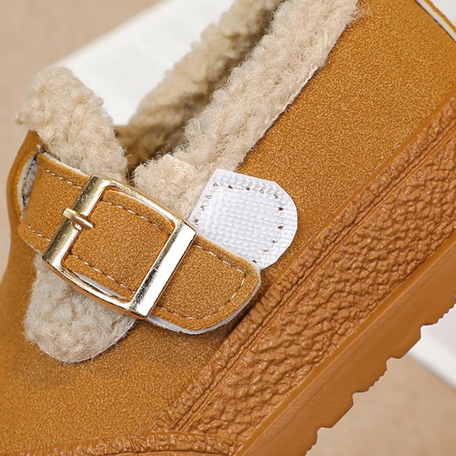 Snow Sneakers for Boys Girls, Suede Platform Warm Fr Lined Fashion Slip-on Comfortable Winter Flat Creature Boots
