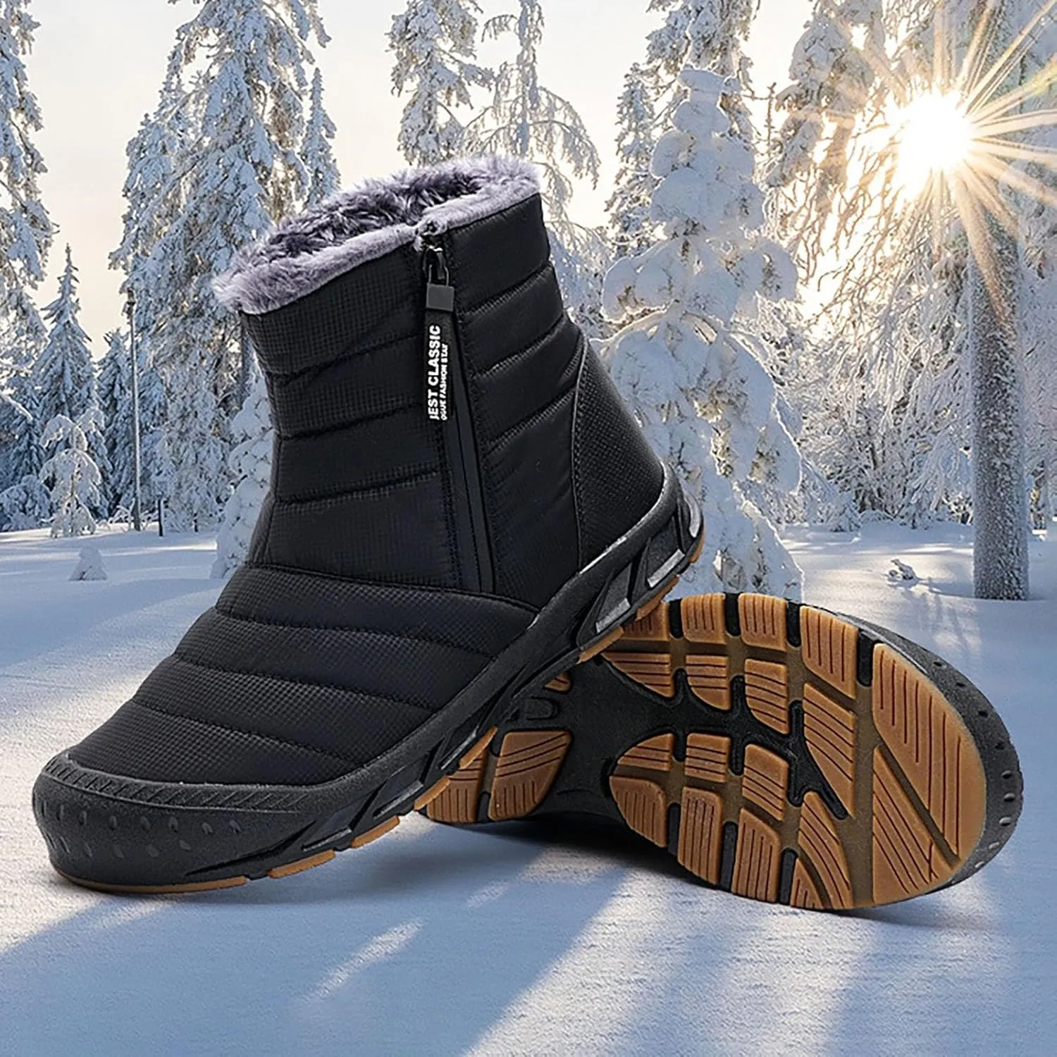 Snow Winter Boots for Women Waterproof Woman Ankle Fur Lined Booties Slip On Warn Insulated Boot WaterProof No-Slip Hiking