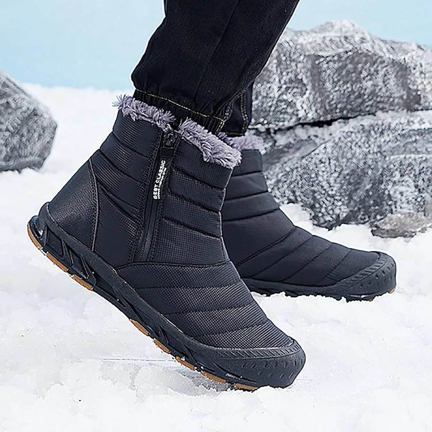 Snow Winter Boots for Women Waterproof Woman Ankle Fur Lined Booties Slip On Warn Insulated Boot WaterProof No-Slip Hiking