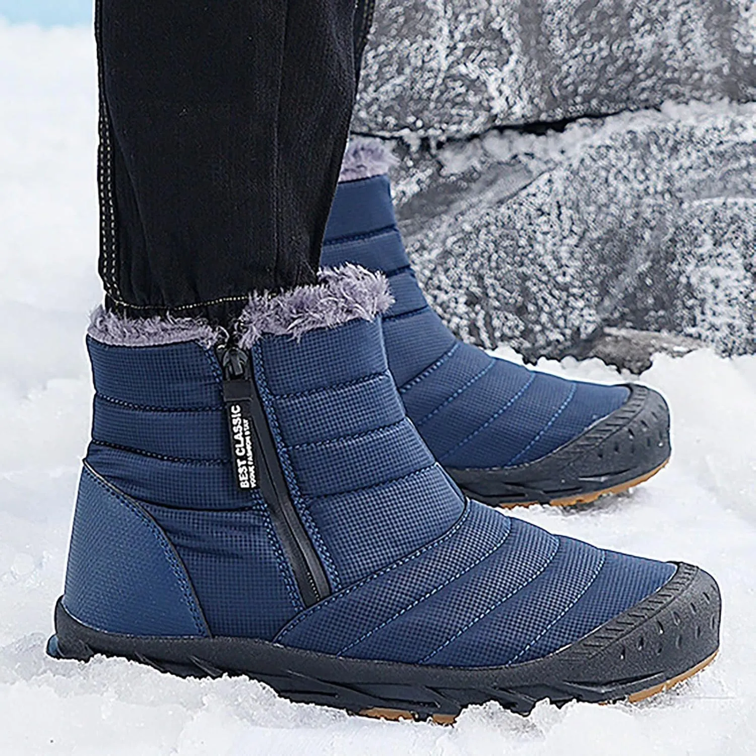 Snow Winter Boots for Women Waterproof Woman Ankle Fur Lined Booties Slip On Warn Insulated Boot WaterProof No-Slip Hiking