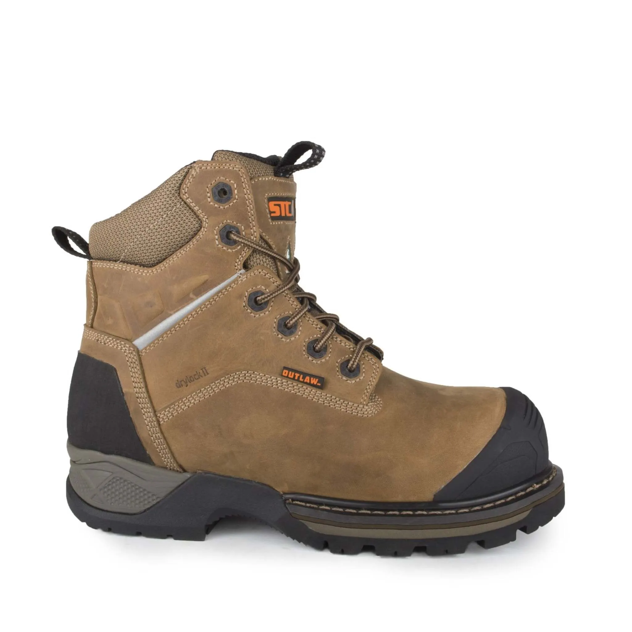 STC Men's 6" Outlaw Safety Work Boots | Waterproof Leather, Metal-Free, Composite Toe, Electric Shock & Puncture Resistant, Reflective, Comfort Insole | Sizes 7-14