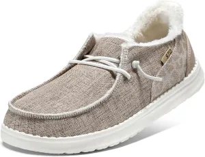 STQ Women's LoafersOrthopedic Fur Lined Ultralight Boat Casual Shoes with Arth Support