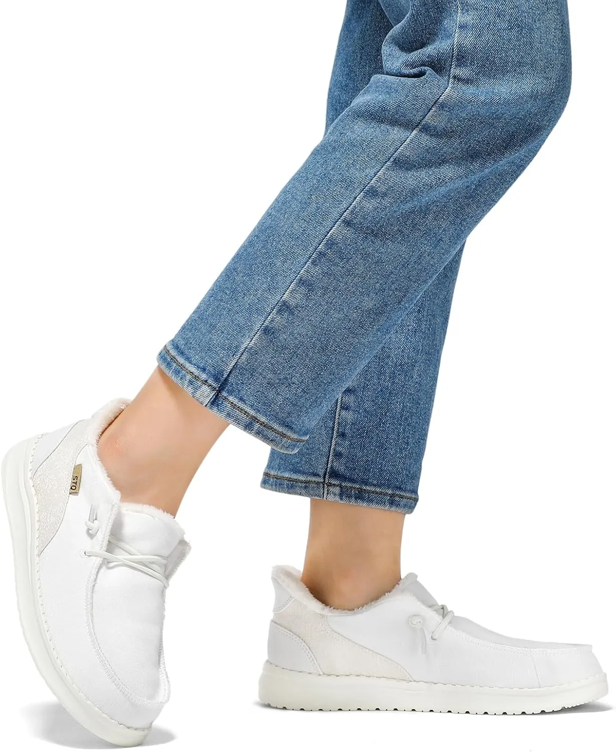 STQ Women's LoafersOrthopedic Fur Lined Ultralight Boat Casual Shoes with Arth Support
