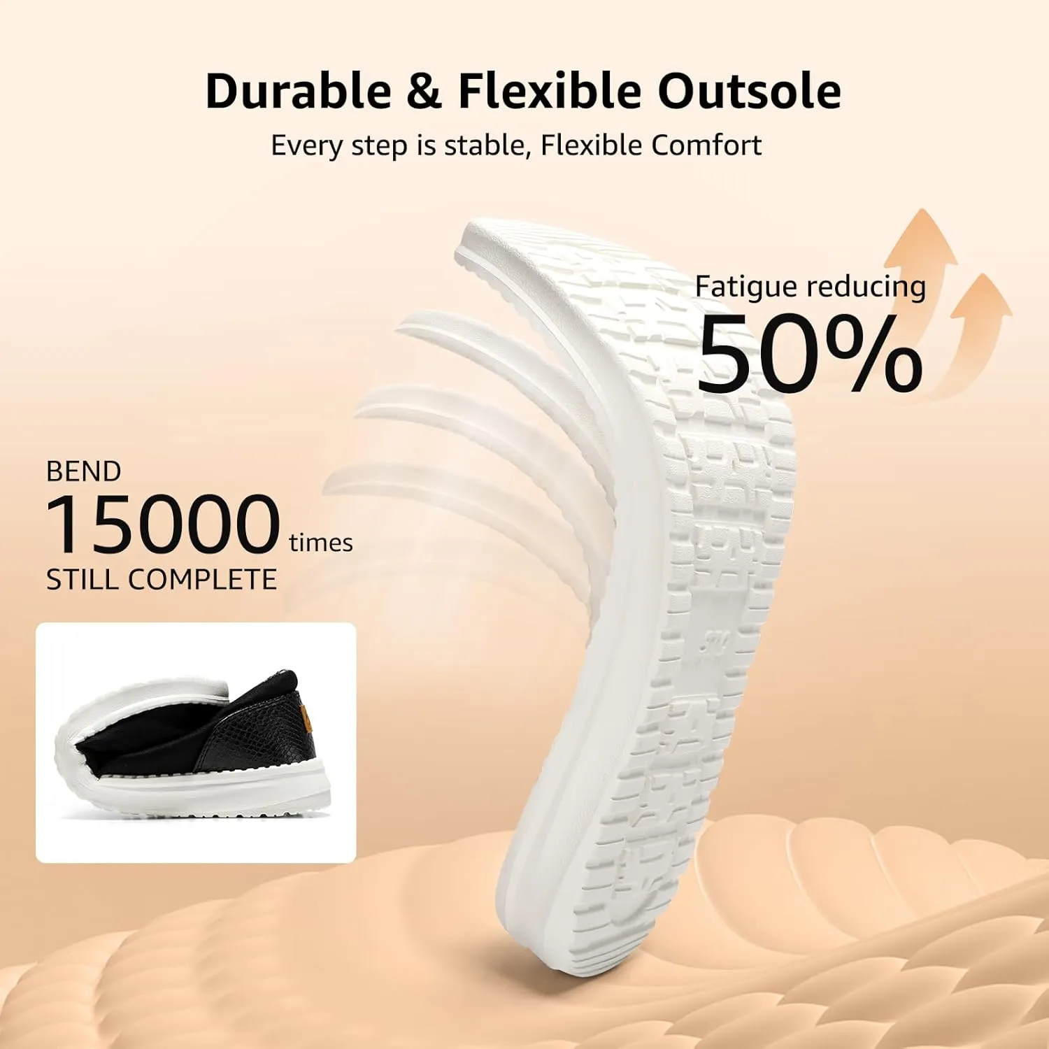 STQ Women's Slip on LoafersOrthopedic Comfotable Ultralight Boat Casual Shoes with Arth Support