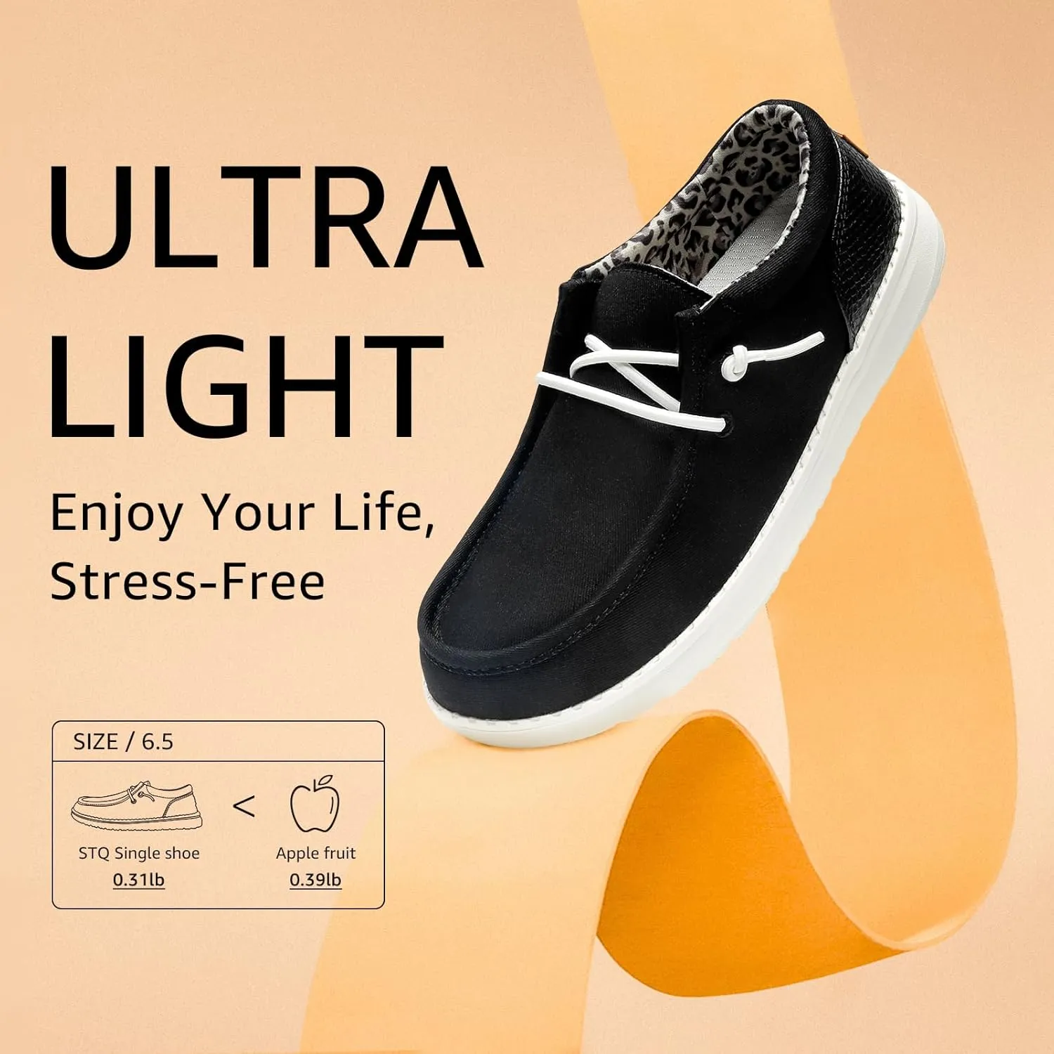 STQ Women's Slip on LoafersOrthopedic Comfotable Ultralight Boat Casual Shoes with Arth Support