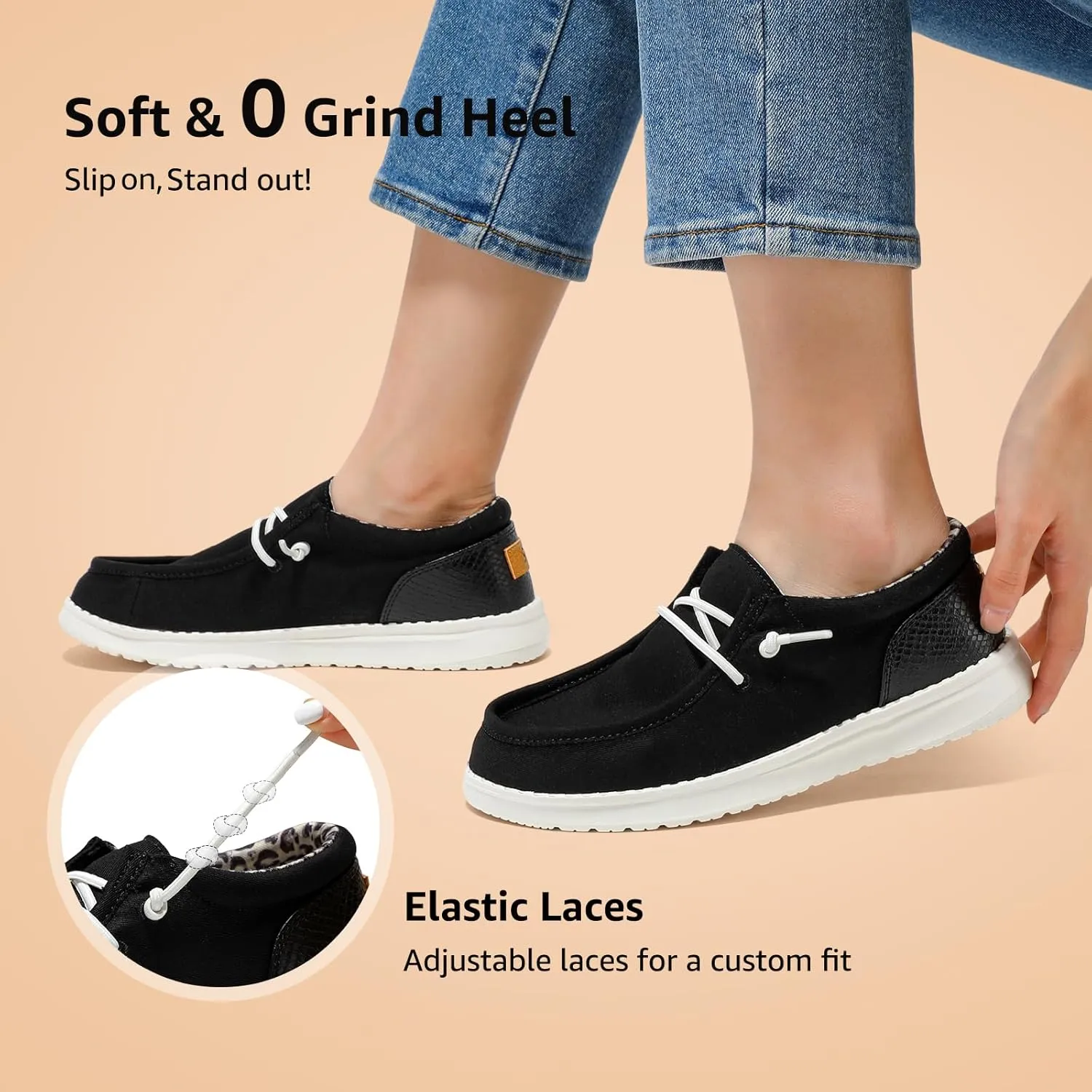 STQ Women's Slip on LoafersOrthopedic Comfotable Ultralight Boat Casual Shoes with Arth Support