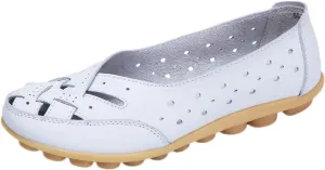 SuanlaTDS Slip On Women Comfort Walking Flat Loafers Casual Shoes Driving Loafers Walking Shoes for Women Women's Business Casual Shoes (White, 8)