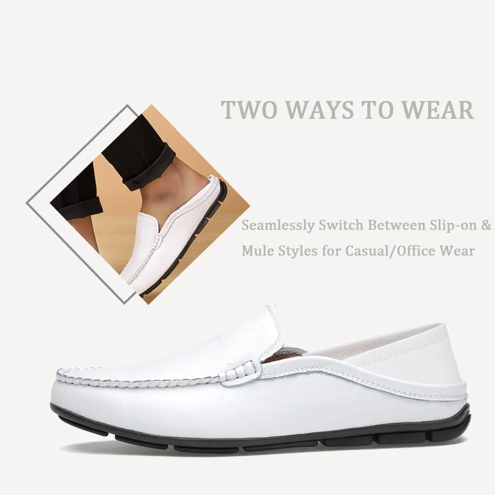 Succttssful Men's Leather Flat Loafers for Driving - Fashion Boat Shoes Slip On Walking Boat Shoes Casual Shoes for Travelling