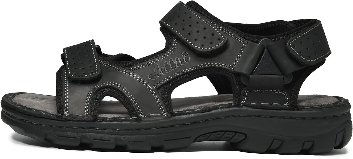 Summer Trend Black Genuine Leather Men's Sandals