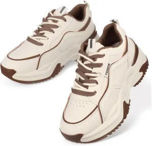 SUPVOX Leather Tennis Shoes for Women Wide Fit Breathable Stylish for Sports Gym