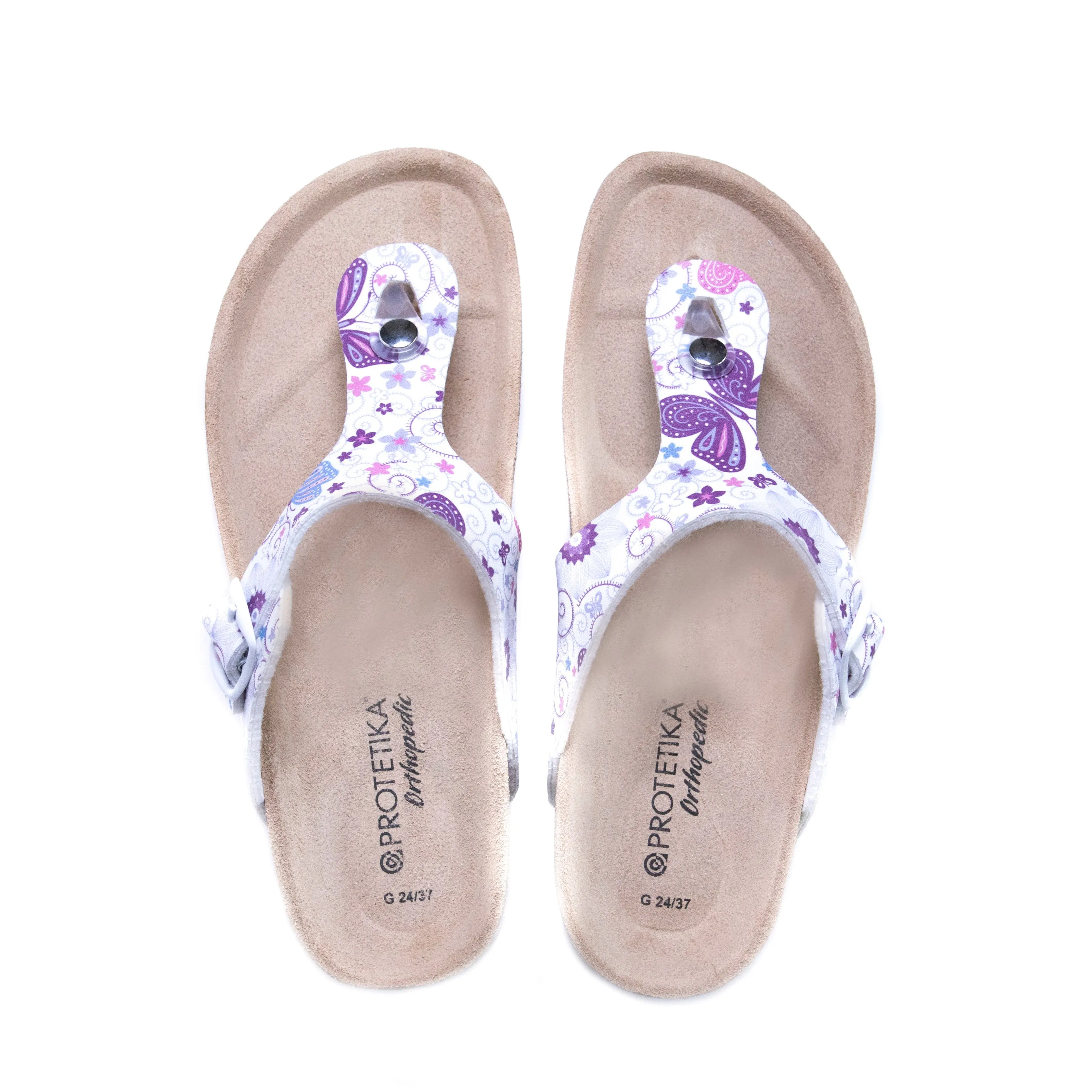 T96: colour 12 - white purple ladies orthotic sandals