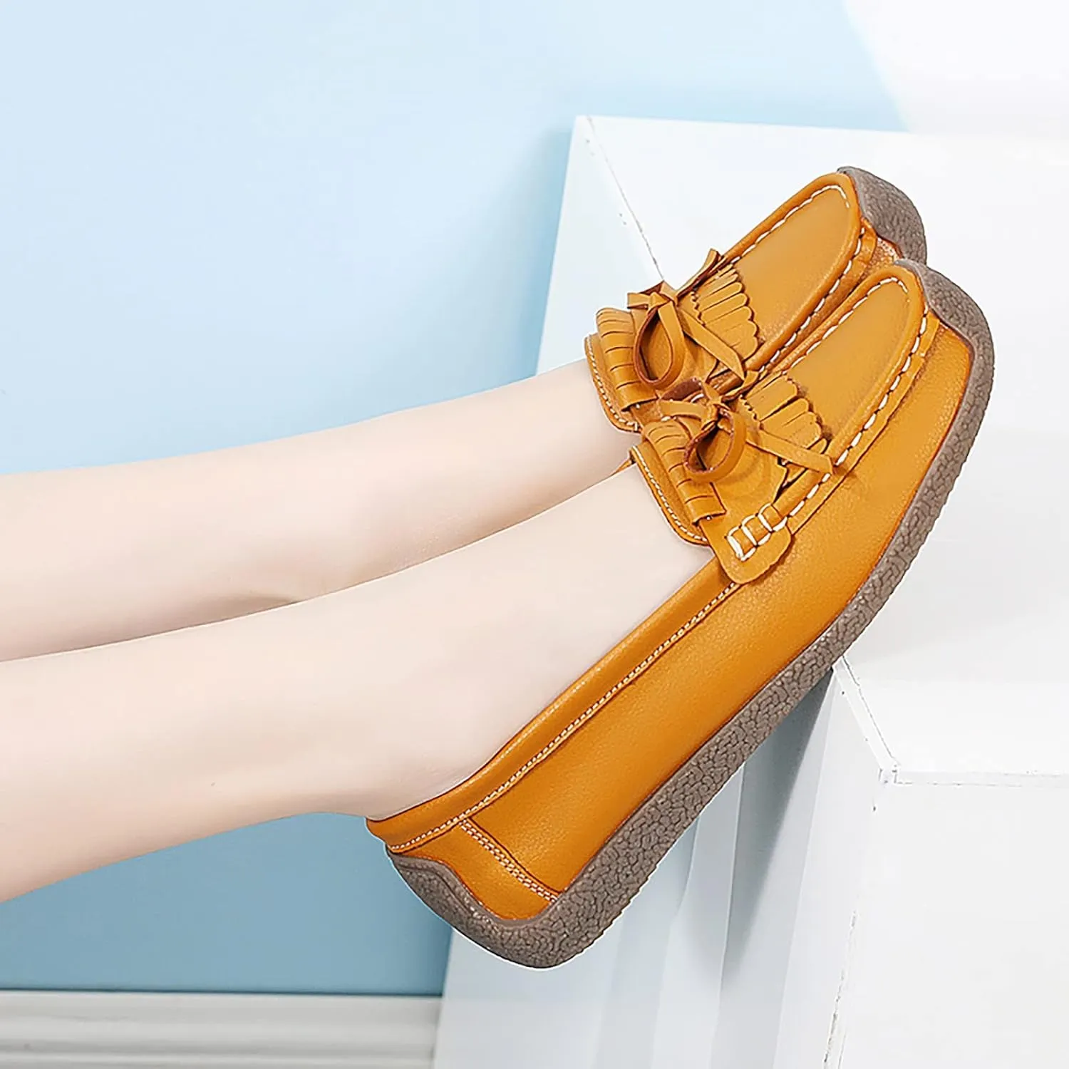 Tassel Decoration Slip On Women Comfort Walking Flat Loafers Casual Shoes Driving Loafers Walking Shoes Wedges