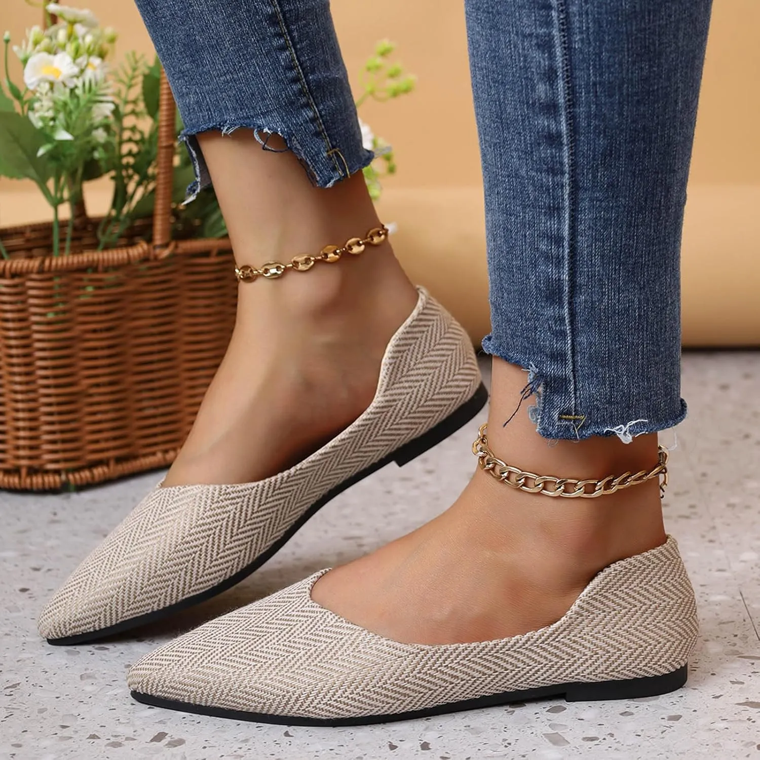Temperament Ballet Women's Flat Shoes for Women Elegant Pointed Toe Work Shoes Casual Single Fashion Low Top Shoe Male