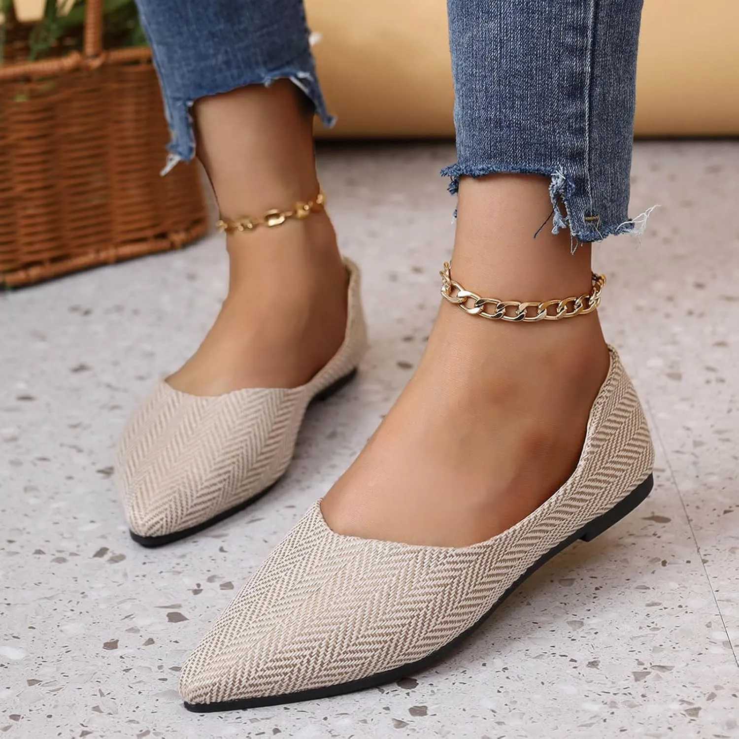 Temperament Ballet Women's Flat Shoes for Women Elegant Pointed Toe Work Shoes Casual Single Fashion Low Top Shoe Male