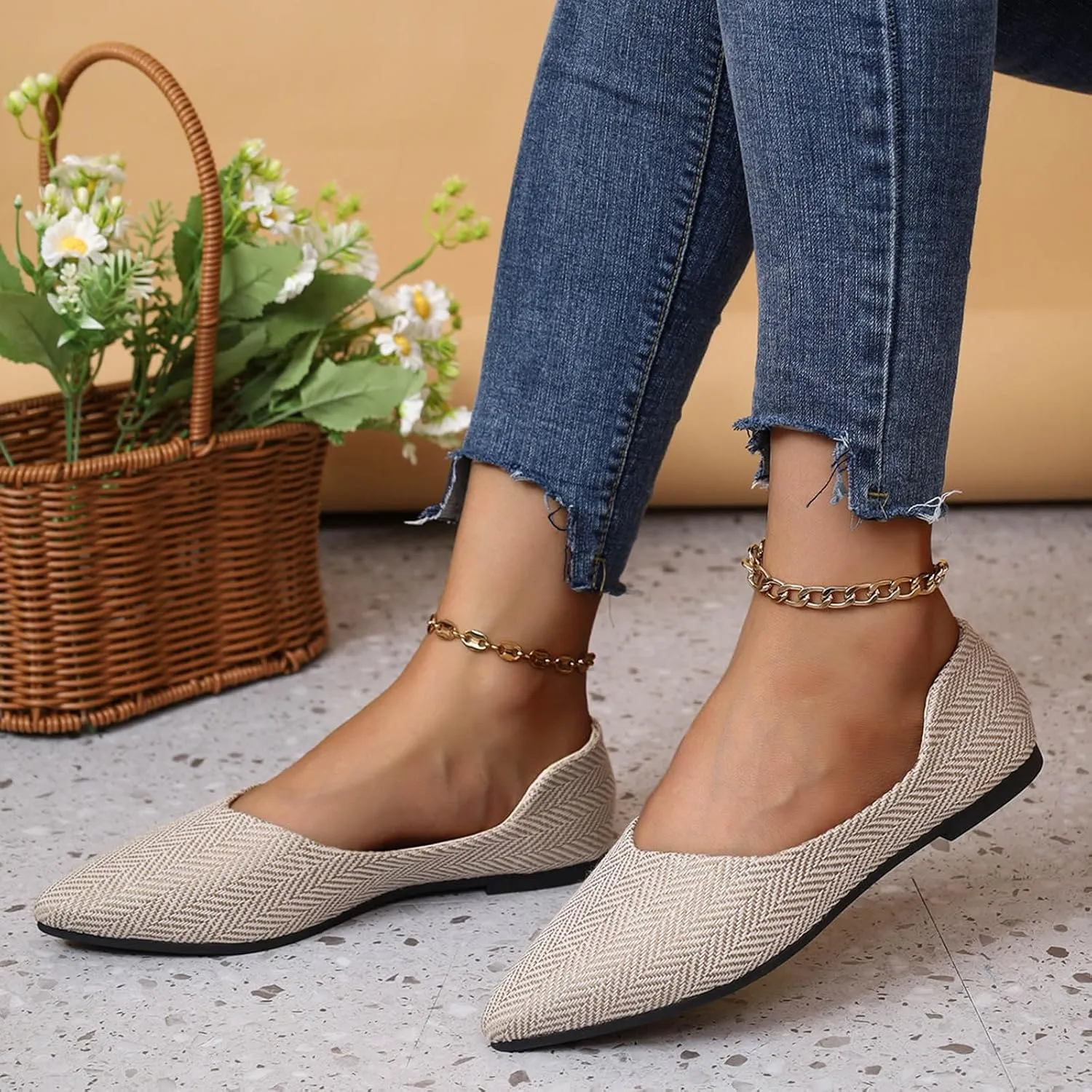 Temperament Ballet Women's Flat Shoes for Women Elegant Pointed Toe Work Shoes Casual Single Fashion Low Top Shoe Male