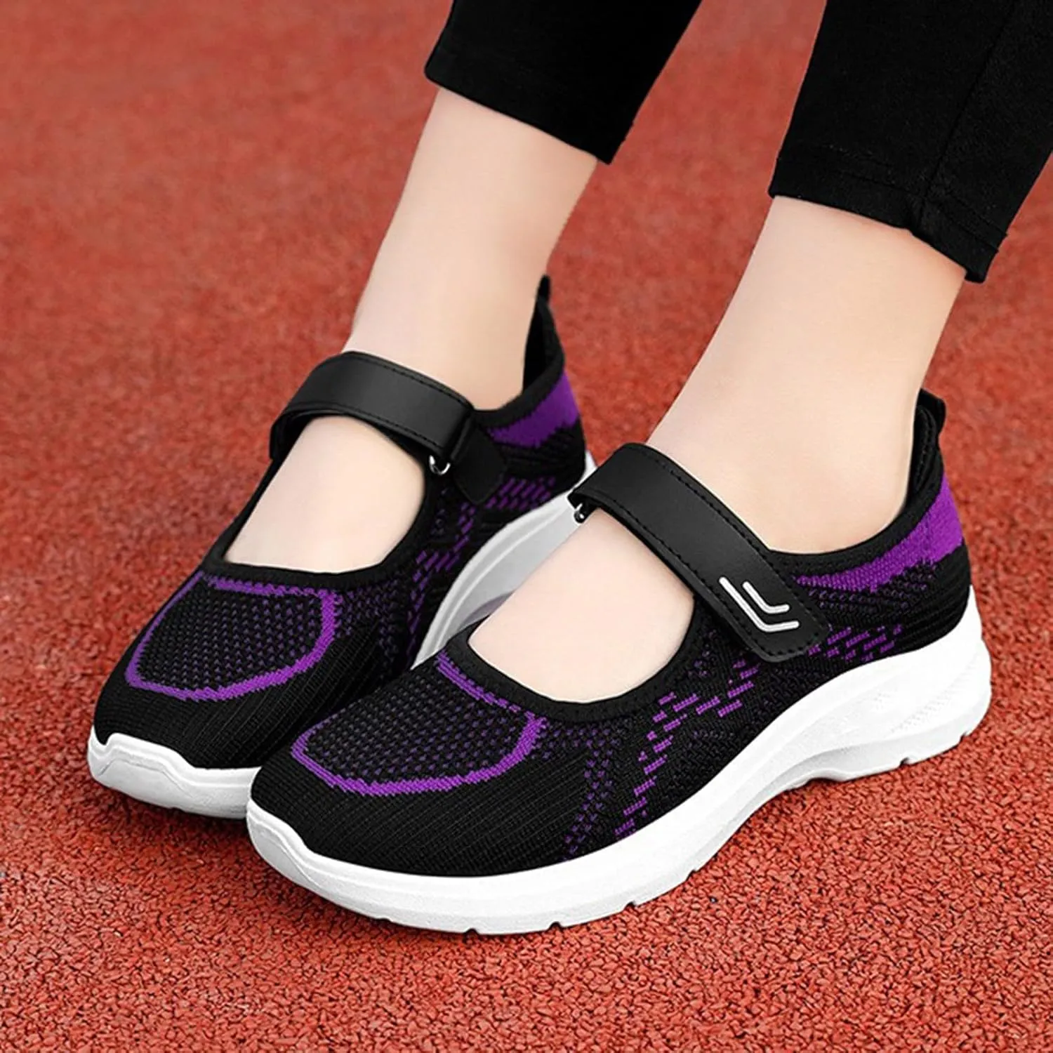 Tennis Shoes for Women Non Slip Sneakers Hook and Loop Strap Running Shoes Outdoor Casual Fitness Elderly Shoes