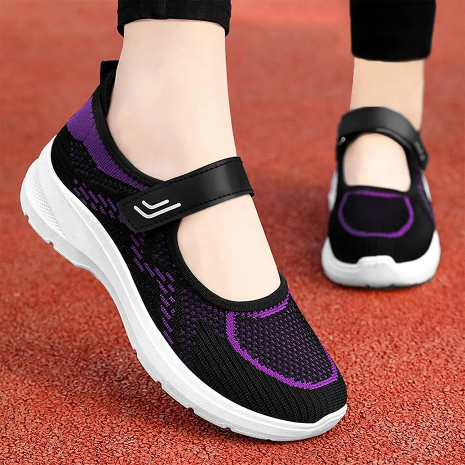 Tennis Shoes for Women Non Slip Sneakers Hook and Loop Strap Running Shoes Outdoor Casual Fitness Elderly Shoes