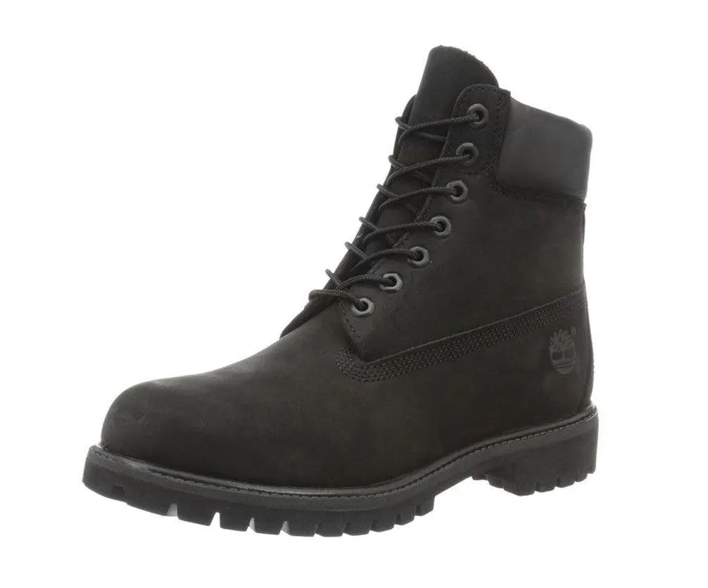 Timberland C10073 Men's Classic Premium Black Nubuck Leather Lace Up Waterproof Boots, 6" High