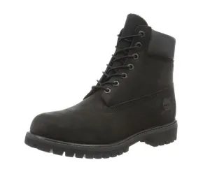 Timberland C10073 Men's Classic Premium Black Nubuck Leather Lace Up Waterproof Boots, 6" High
