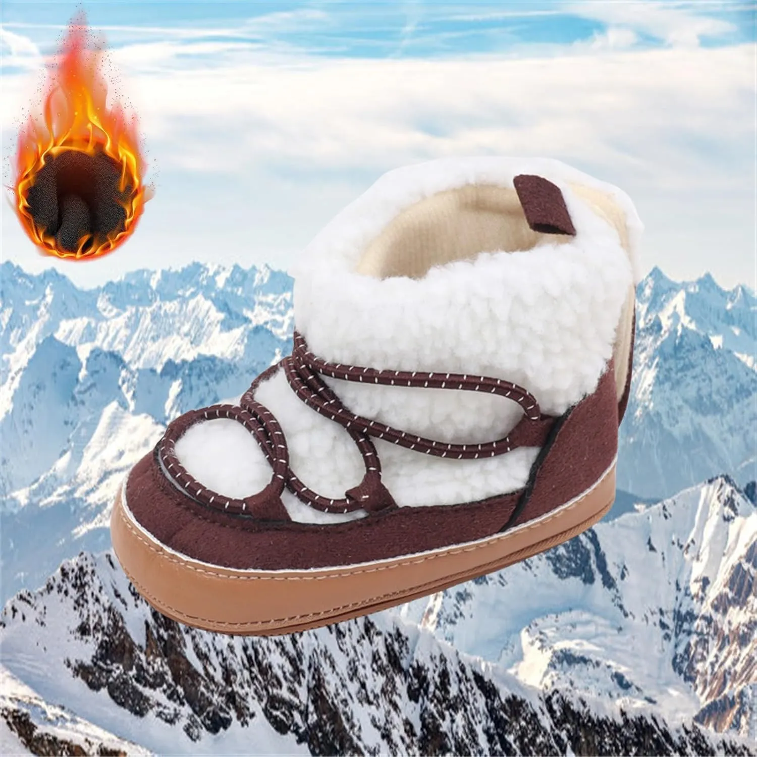 Toddler Baby Winter Fleece Cozy Boots Infant Plush Warm  Lined Soft Non-Slip Soft Sole Sneakers House Shoes