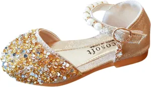 Toddler Flats Girls Princess Single Bling Shoes Infant Kids Baby Bowknot Pearl Crystal 24 Months Girl Shoes
