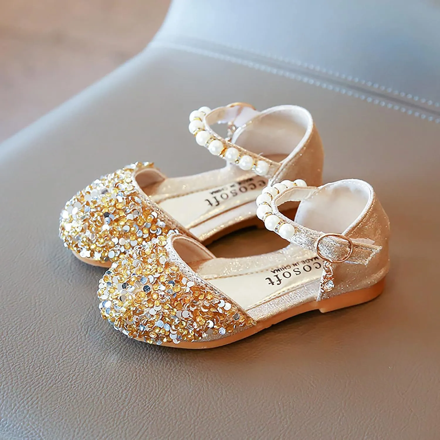 Toddler Flats Girls Princess Single Bling Shoes Infant Kids Baby Bowknot Pearl Crystal 24 Months Girl Shoes
