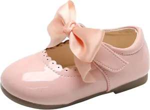 Toddler Girls Slip On Shoes Baby Girl Kids Cute Princess Shoes Fashion Bow Hollow Out Non-Slip Leather Flats Shoes T-177 Pink 8