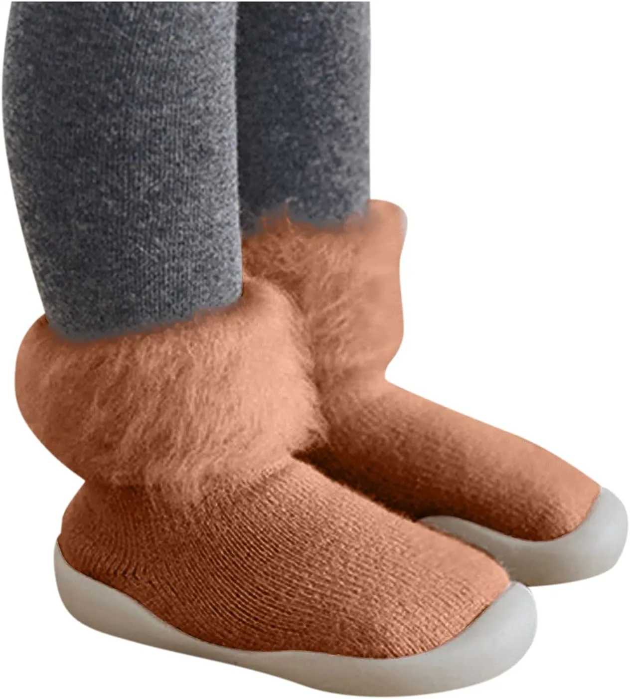 Toddler Size 7 Shoes Girls Toddler Solid Knit Rubber Kids Warm Stocking Sole Boys Rubber Sole Tennis Shoes