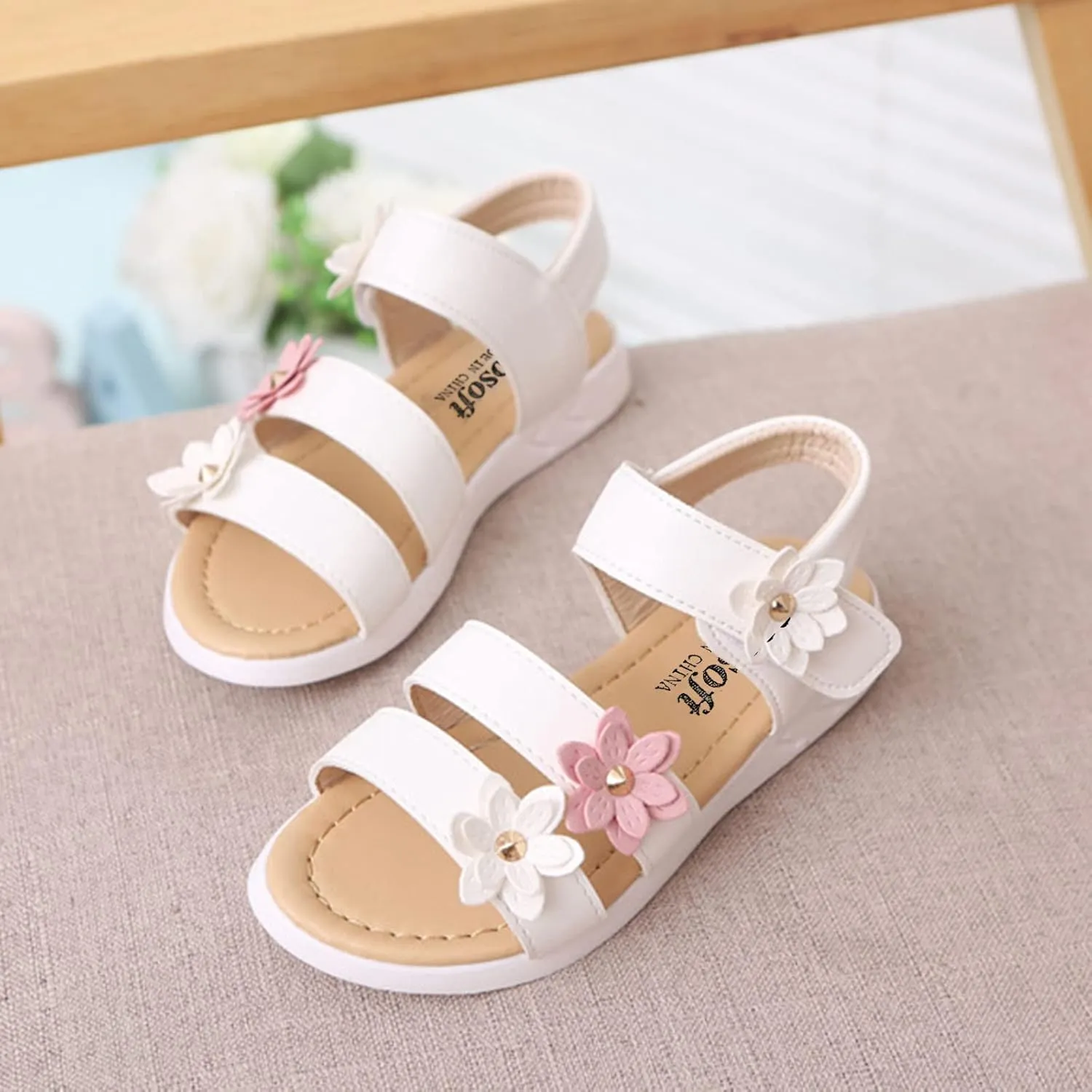 Toddler Slip on Shoes Girls Shoes Toddler Non-Slip Baby Cross Rubber Kids Flower Toddler Girl Fringe Sandals