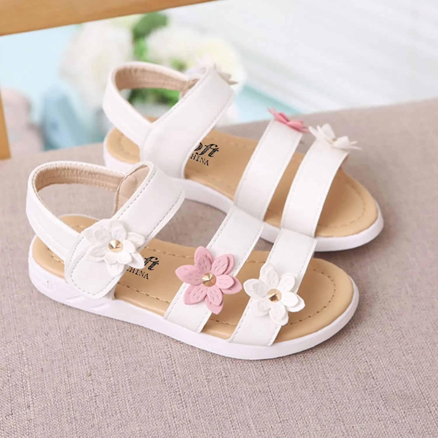 Toddler Slip on Shoes Girls Shoes Toddler Non-Slip Baby Cross Rubber Kids Flower Toddler Girl Fringe Sandals