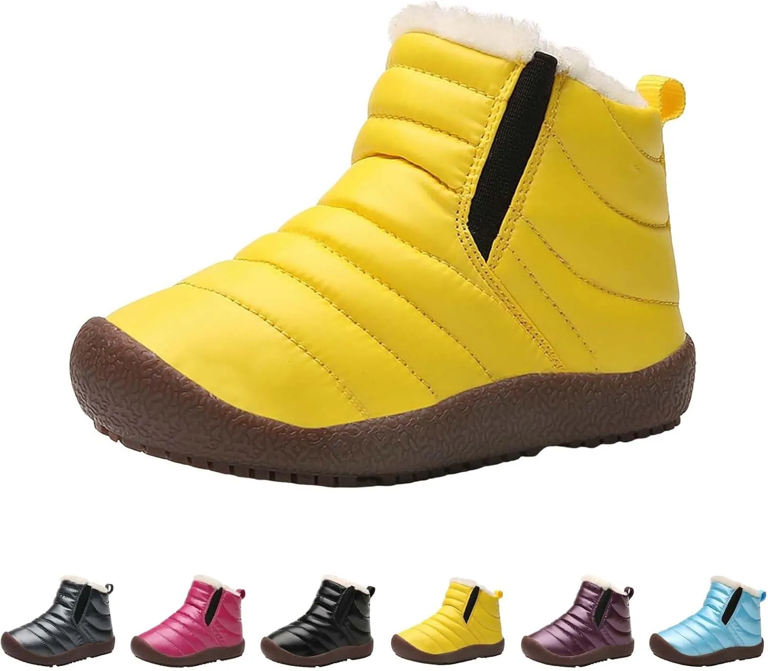 Toddler Snow Boots Winter Warm Booties Fr Lined Anti-Slip Ankle Boots Outdoor Slip On Waterproof Comfortable Booties