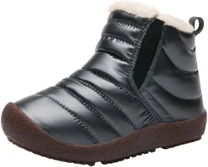 Toddler Snow Boots Winter Warm Booties Fr Lined Anti-Slip Ankle Boots Outdoor Slip On Waterproof Comfortable Booties