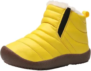 Toddler Snow Boots Winter Warm Booties Fr Lined Anti-Slip Ankle Boots Outdoor Slip On Waterproof Comfortable Booties
