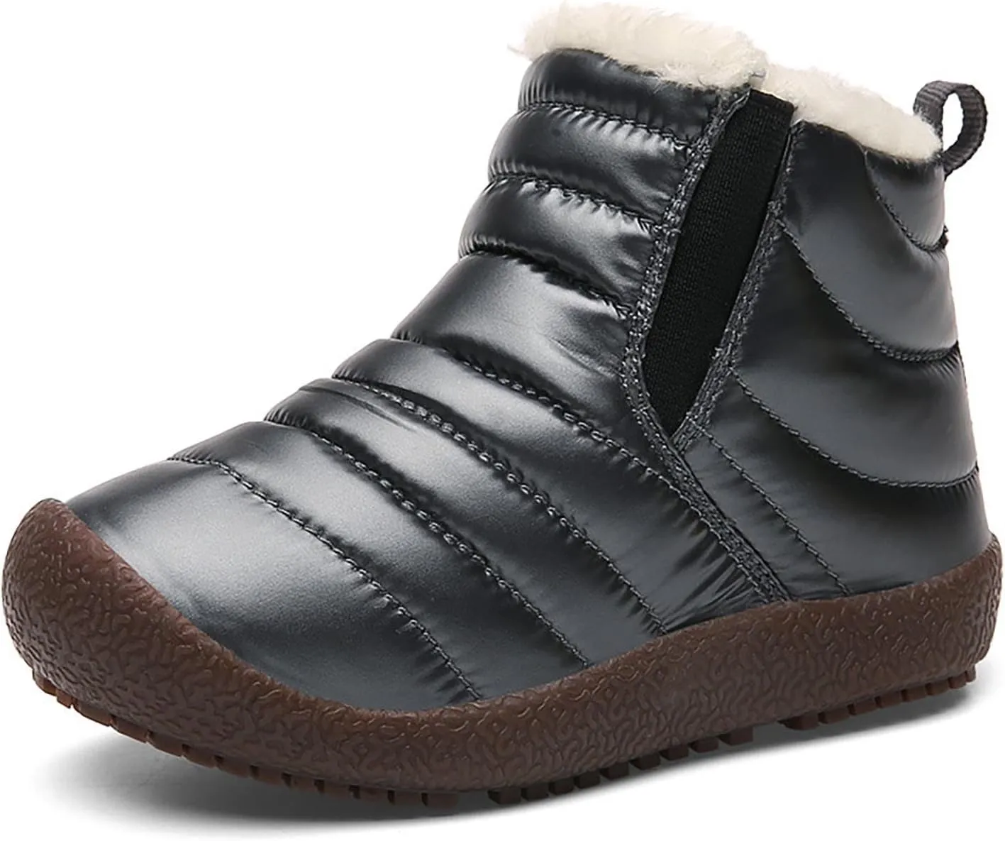 Toddler Snow Boots Winter Warm Booties Fr Lined Anti-Slip Ankle Boots Outdoor Slip On Waterproof Comfortable Booties