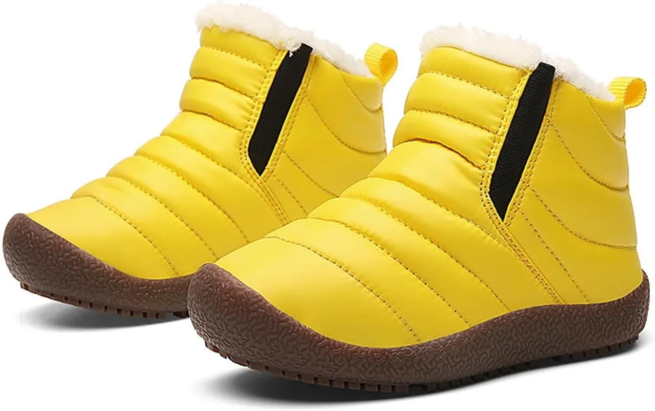 Toddler Snow Boots Winter Warm Booties Fr Lined Anti-Slip Ankle Boots Outdoor Slip On Waterproof Comfortable Booties