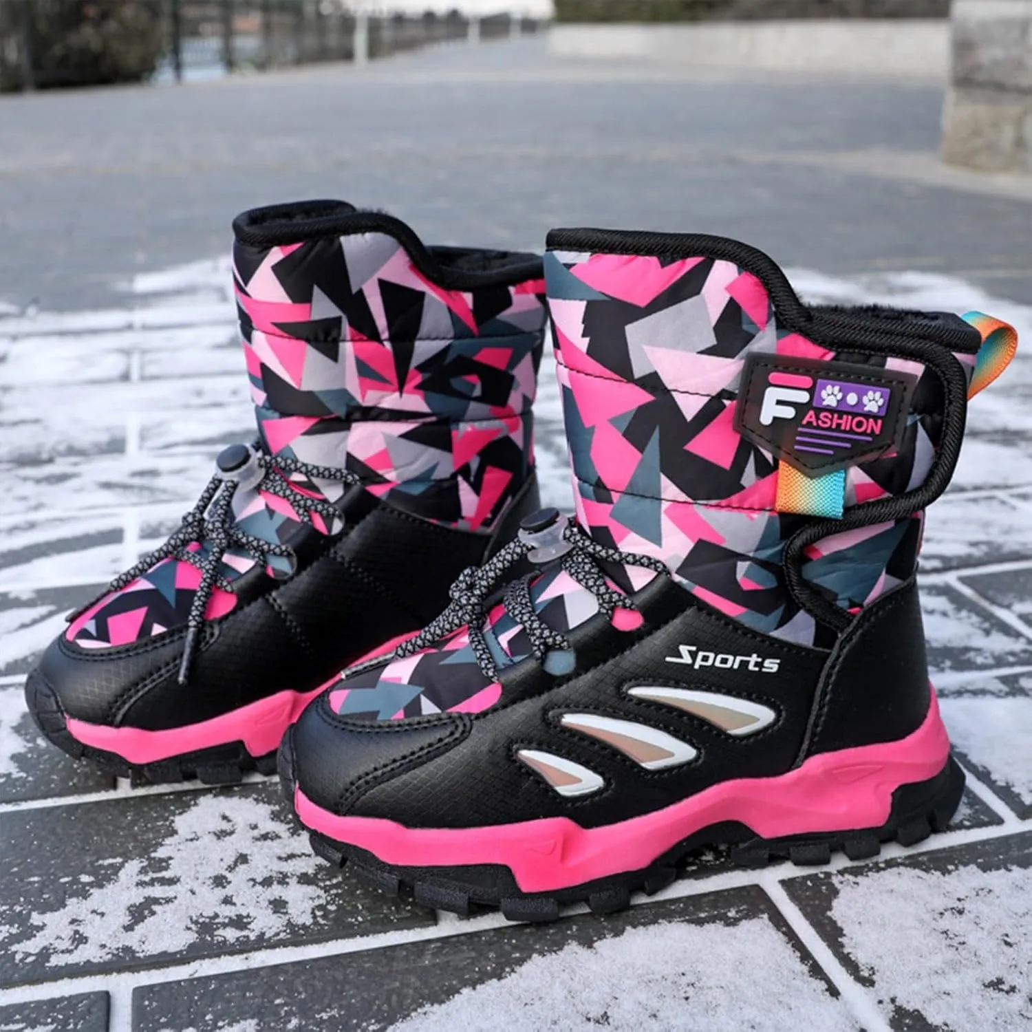 Toddler Winter Boots Wide Toe Box Non Slip Ankle Winter Snow Boots for Big Kids Hiking Boots Women Waterproof