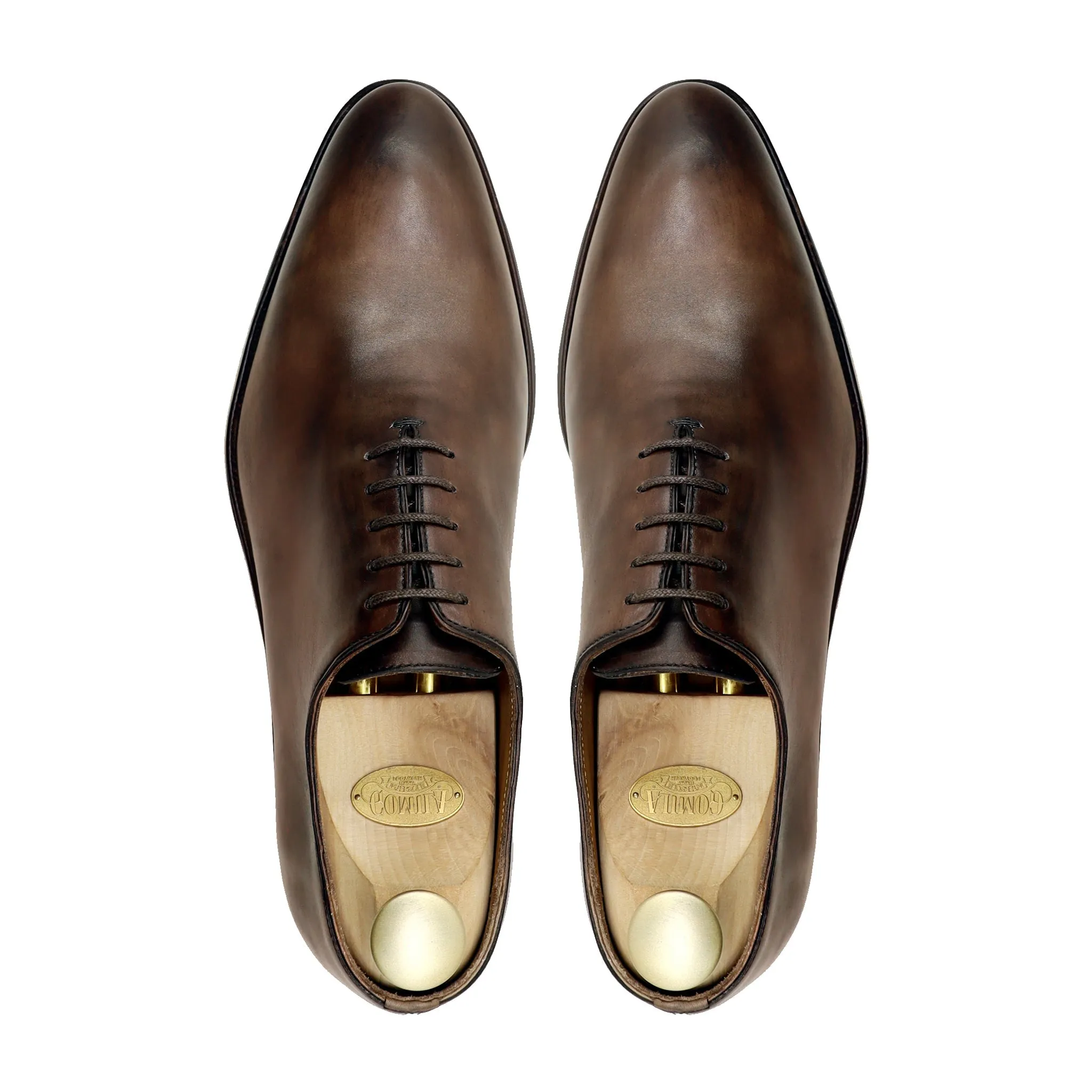 Trace - Men's Brown Patina Calf Leather Wholecut Shoe