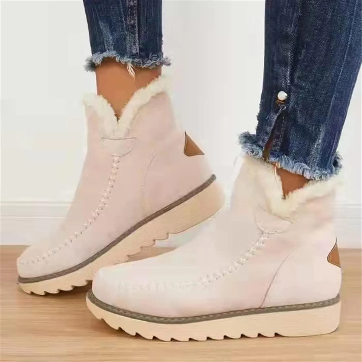 Trending Winter Boots For Women 2024 Snow Boots with Fur Lined Warm Slip On Casual Fuzzy Loafers Shoes Ankle Booties