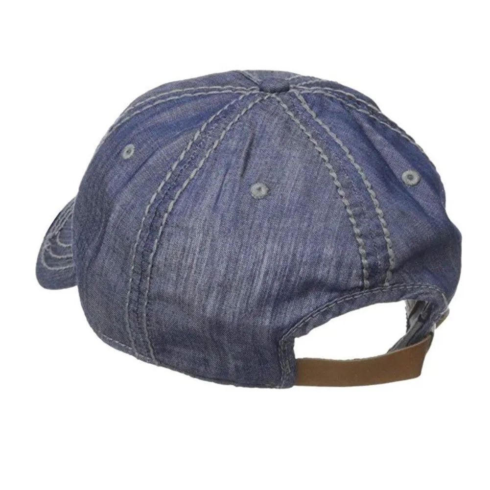 True Religion Men's TR2095 Horseshoe Logo Vintage Distressed Trucker Hat