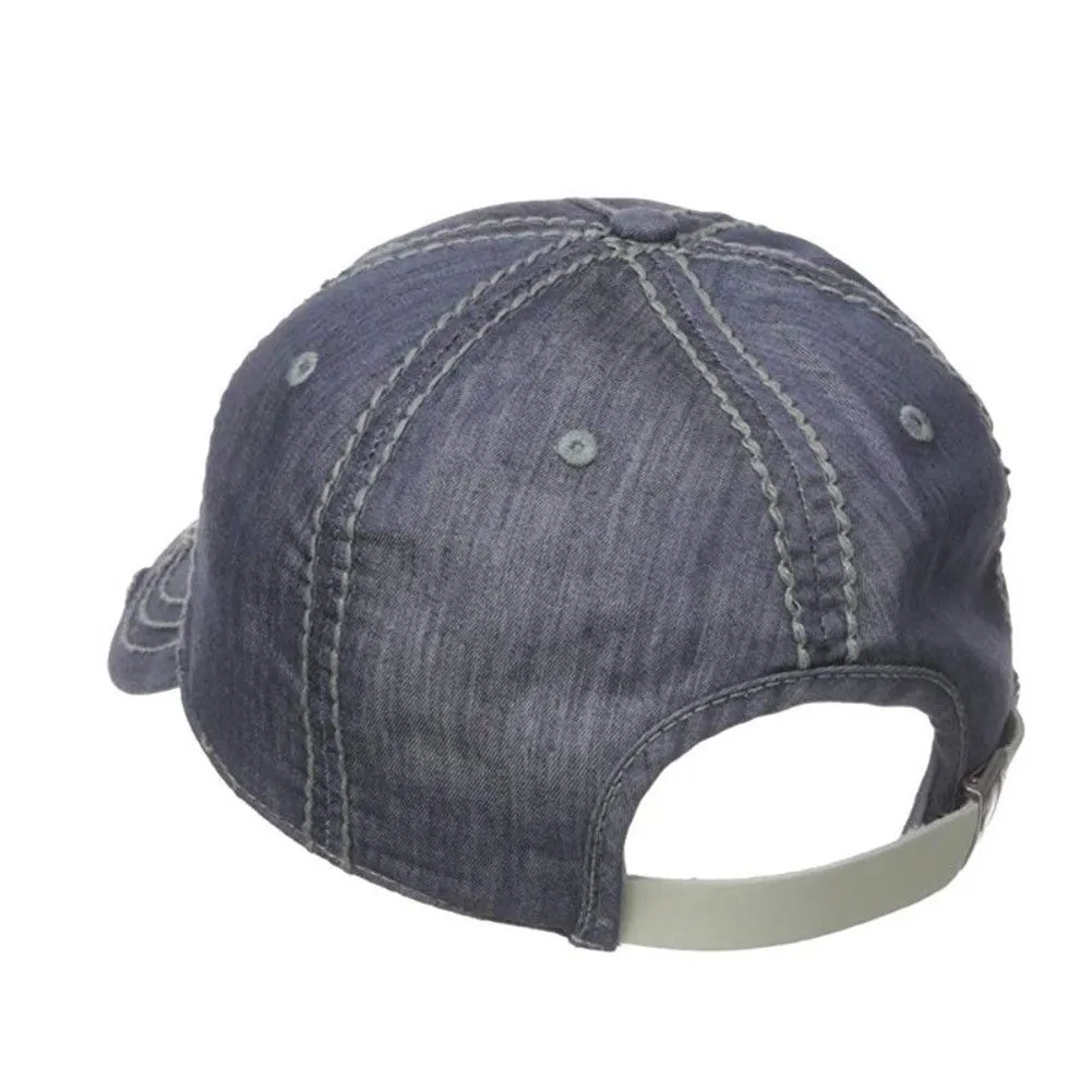 True Religion Men's TR2095 Horseshoe Logo Vintage Distressed Trucker Hat