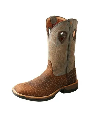 Twisted X Western Boots Mens Caiman Vamp 12" Brown Gray MXW0003