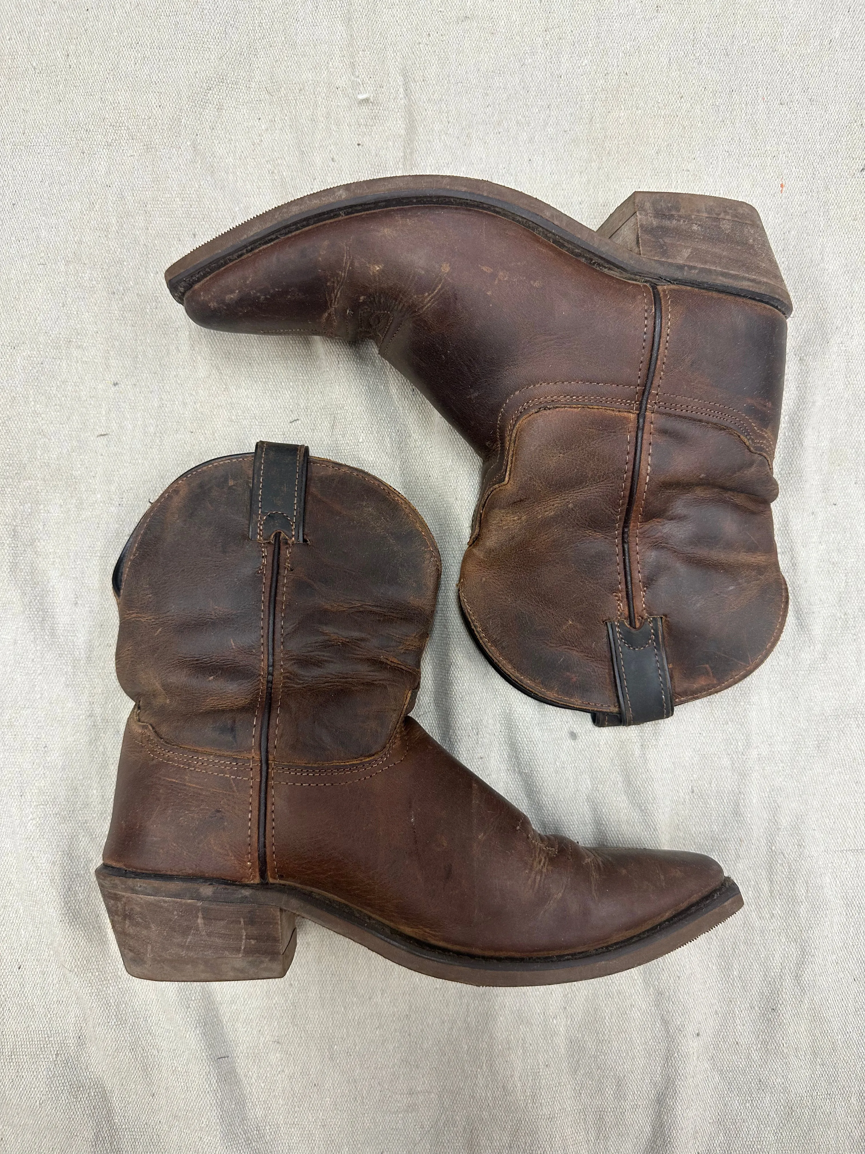 Vintage Brown Ankle Cowboy Boots